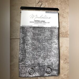 NWT Madeline Room Darkening Extra Long 96in Panel Set Decor Drapes - Charcoal